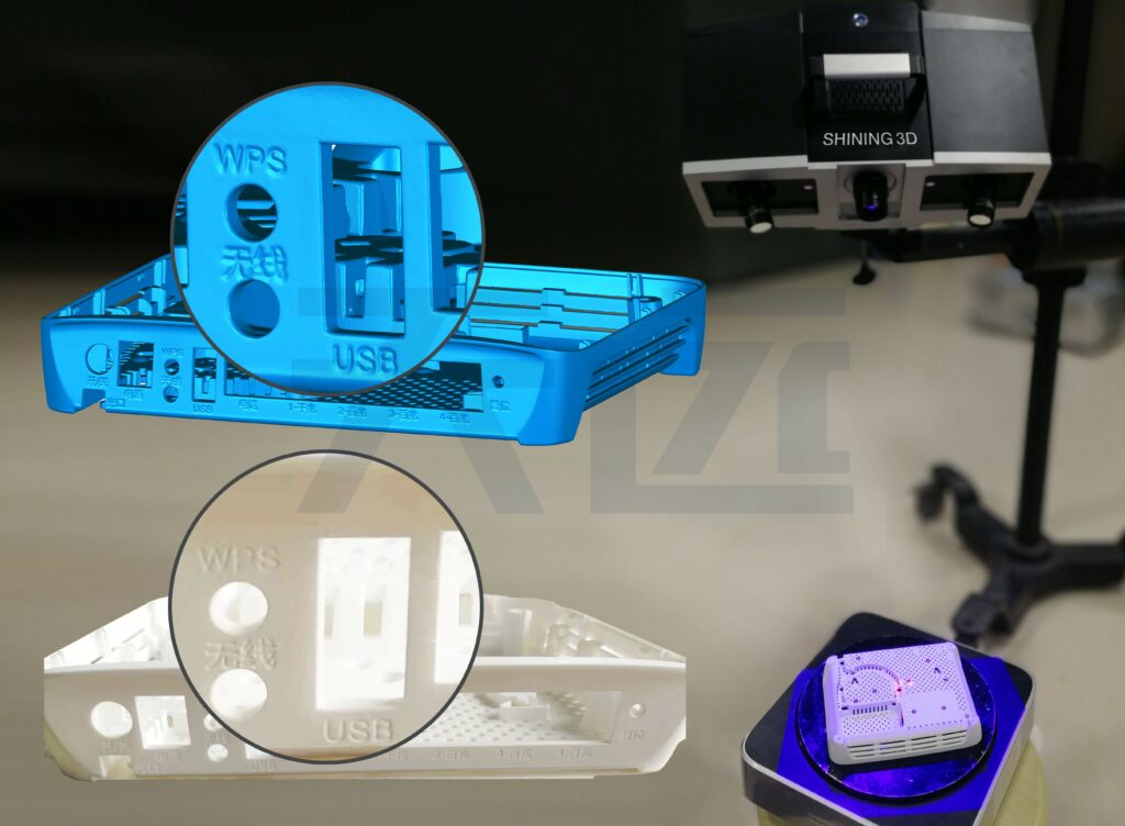 Skanowanie 3D dolnej obudowy modemu optycznego